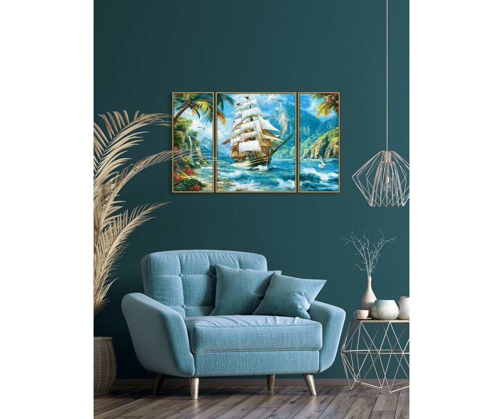 Zeilschip in de Zuidzee - Schipper Drieluik 50 x 80 cm