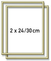 2 Goudkl. aluminium kaderlijsten 24 x 30 cm