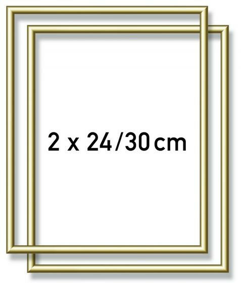 2 Goudkl. aluminium kaderlijsten 24 x 30 cm