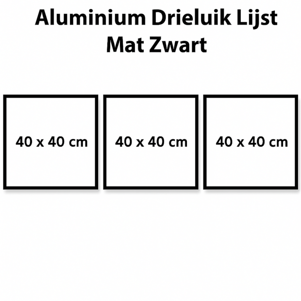Mat Zwarte Aluminium Drieluik Lijst 40 x 120 cm