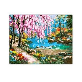 Sakura by the River - ITZ Paint by Numbers 40 x 50 cm