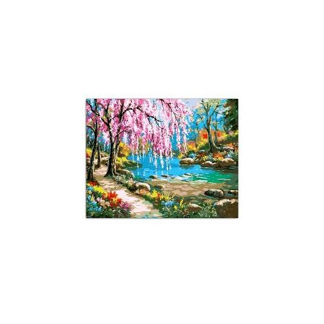 Sakura by the River - ITZ Paint by Numbers 40 x 50 cm