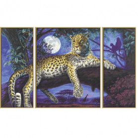 Jäger in der Nacht Leopard - Schipper Triptychon 50 x 80 cm