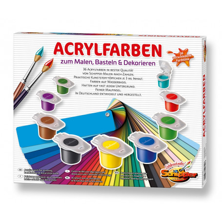 Acrylverf 36 kleuren in doos
