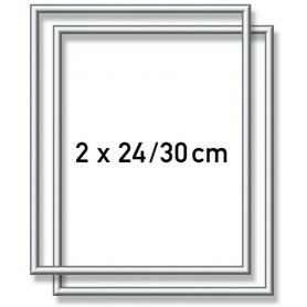 2 Zilverkl. aluminium kaderlijsten 24 x 30 cm